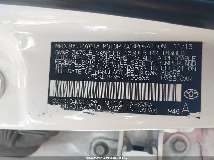 2013 TOYOTA PRIUS C ONE