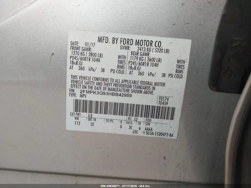 2017 FORD EDGE SE