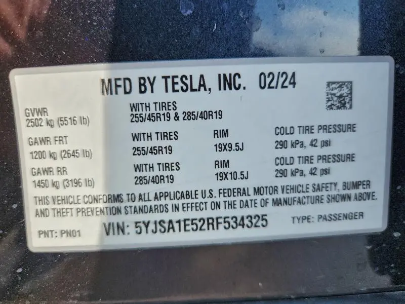 2024 TESLA MODEL S   