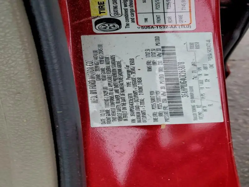 2012 FORD FUSION SEL  