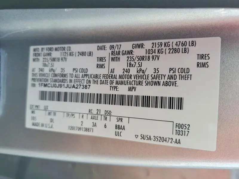 2018 FORD ESCAPE TITANIUM  