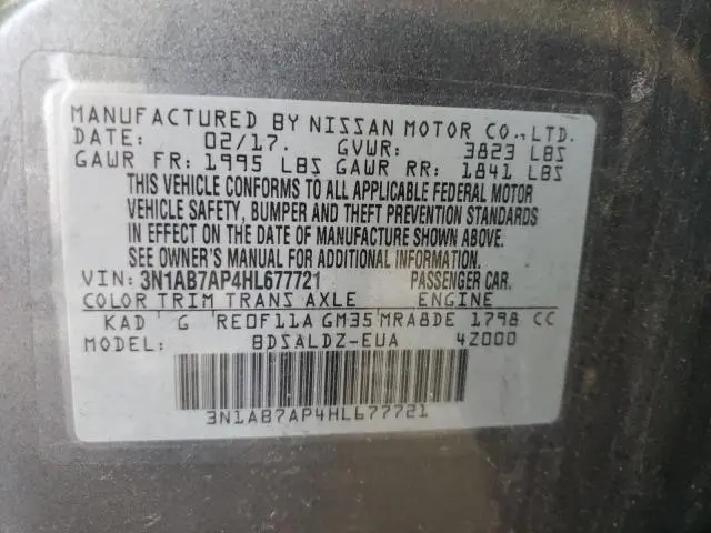 2017 NISSAN SENTRA S  