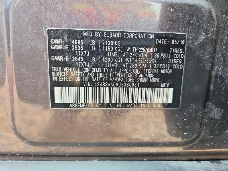 2018 SUBARU OUTBACK 2.5I  