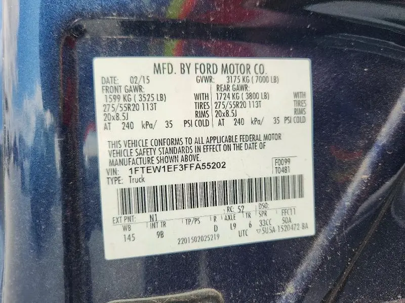 2015 FORD F150 SUPERCREW  