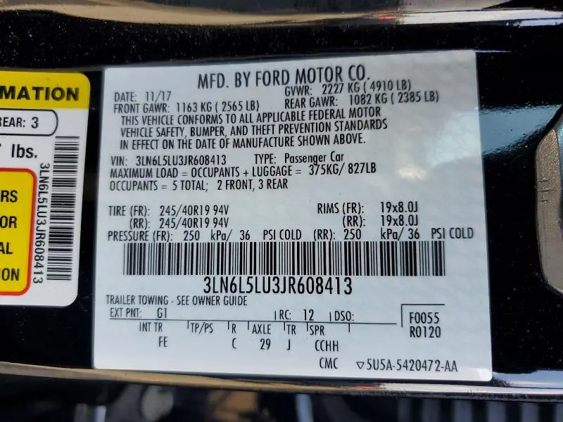 2018 LINCOLN MKZ HYBRID SELECT  