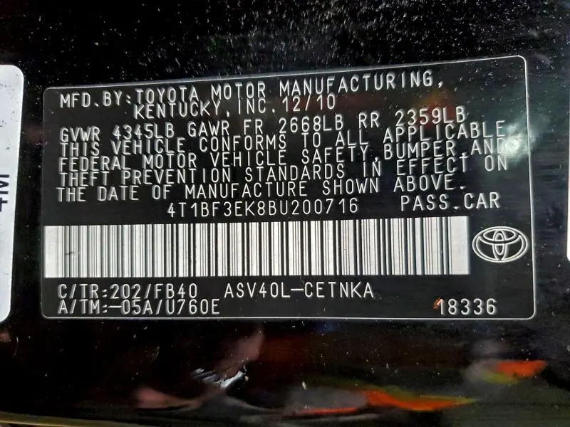 2011 TOYOTA CAMRY BASE  