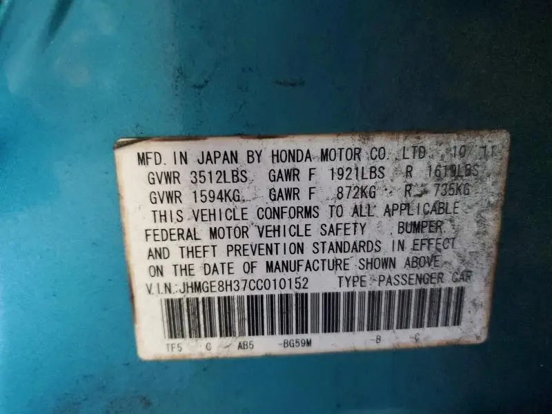 2012 HONDA FIT   