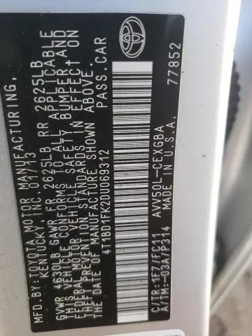 2013 TOYOTA CAMRY HYBRID  