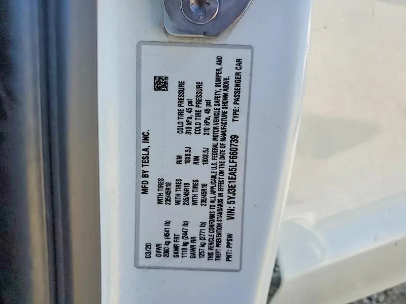 2020 TESLA MODEL 3   