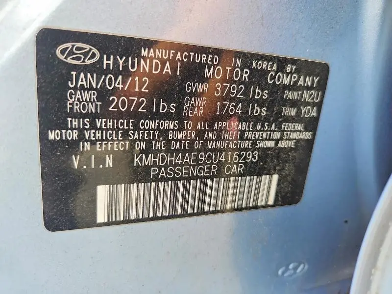 2012 HYUNDAI ELANTRA GLS  