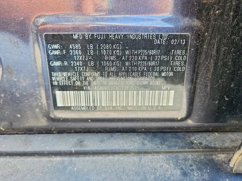 2013 SUBARU OUTBACK 2.5I LIMITED  