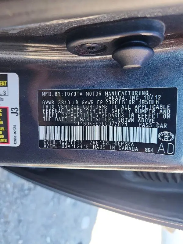 2013 TOYOTA COROLLA S  