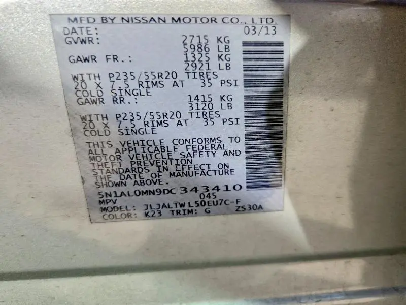 2013 INFINITI JX35 BASE  
