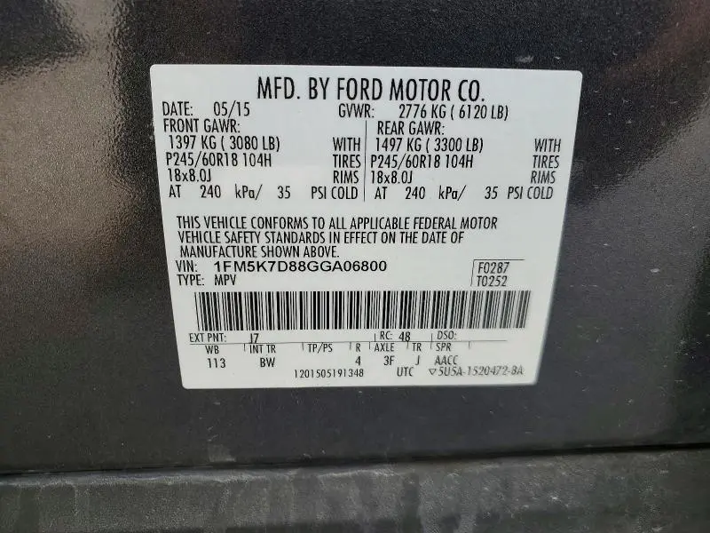 2016 FORD EXPLORER XLT  