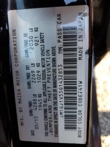 2016 MAZDA 6 TOURING  