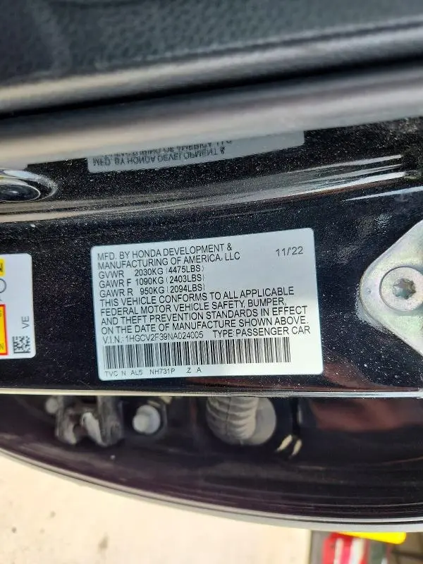 2022 HONDA ACCORD SPORT  