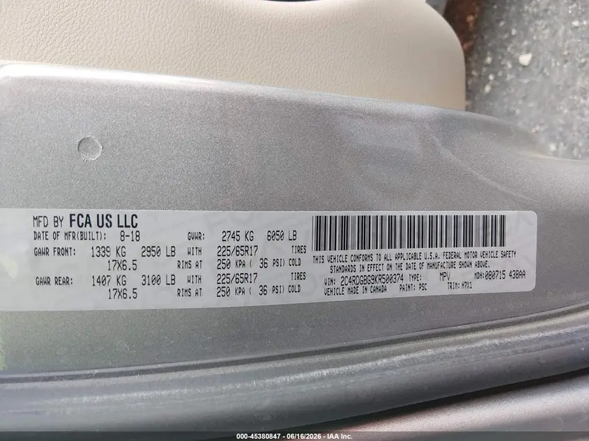 2019 DODGE GRAND CARAVAN SE