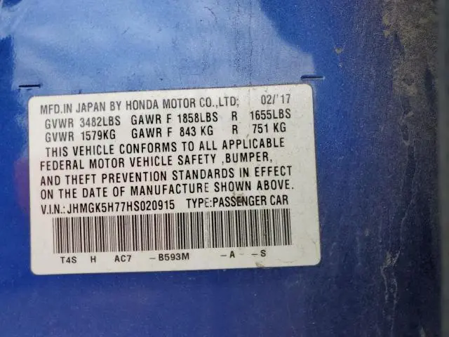 2017 HONDA FIT EX  