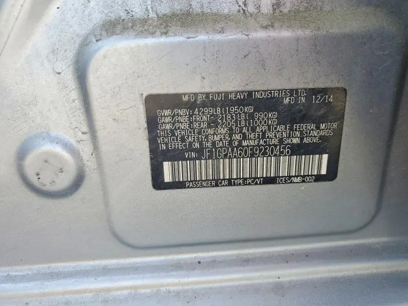 2015 SUBARU IMPREZA   
