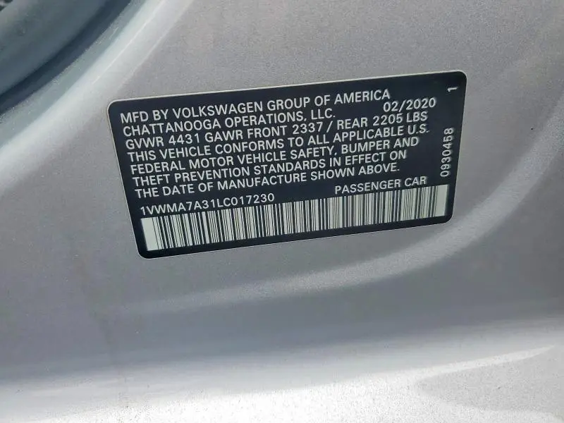 2020 VOLKSWAGEN PASSAT R-LINE  