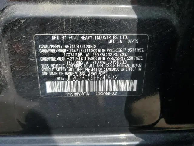 2015 SUBARU XV CROSSTREK 2.0I HYBRID  