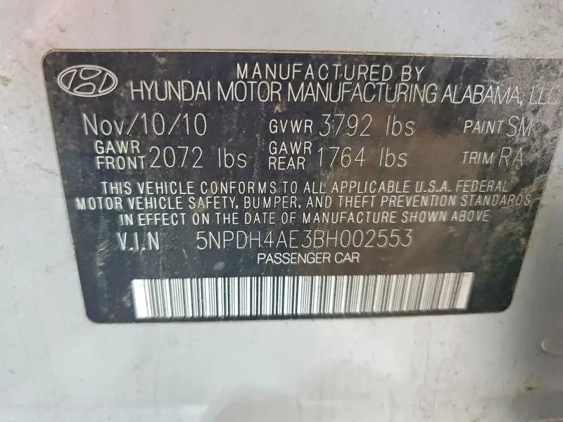 2011 HYUNDAI ELANTRA GLS  