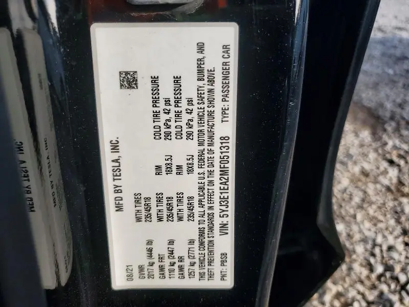 2021 TESLA MODEL 3   
