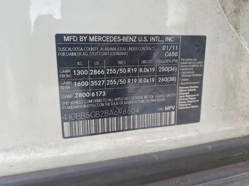 2011 MERCEDES-BENZ ML 350  