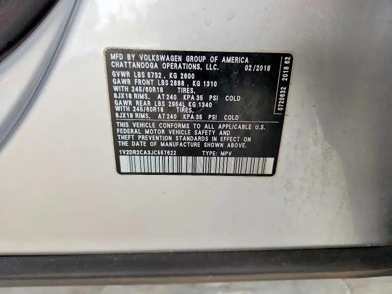 2018 VOLKSWAGEN ATLAS SE  