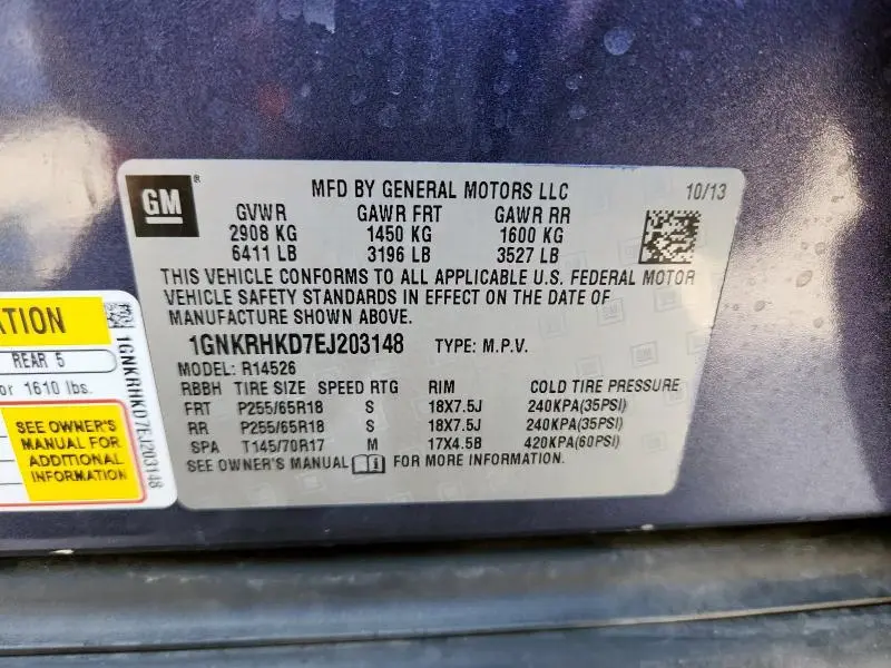 2014 CHEVROLET TRAVERSE LT  