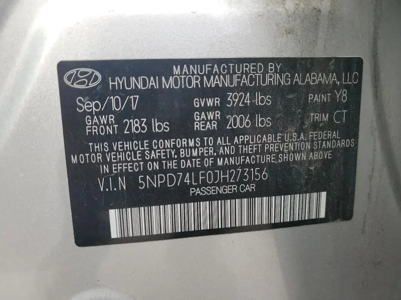 2018 HYUNDAI ELANTRA SE  