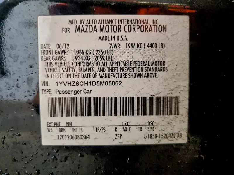 2013 MAZDA 6 GRAND TOURING  