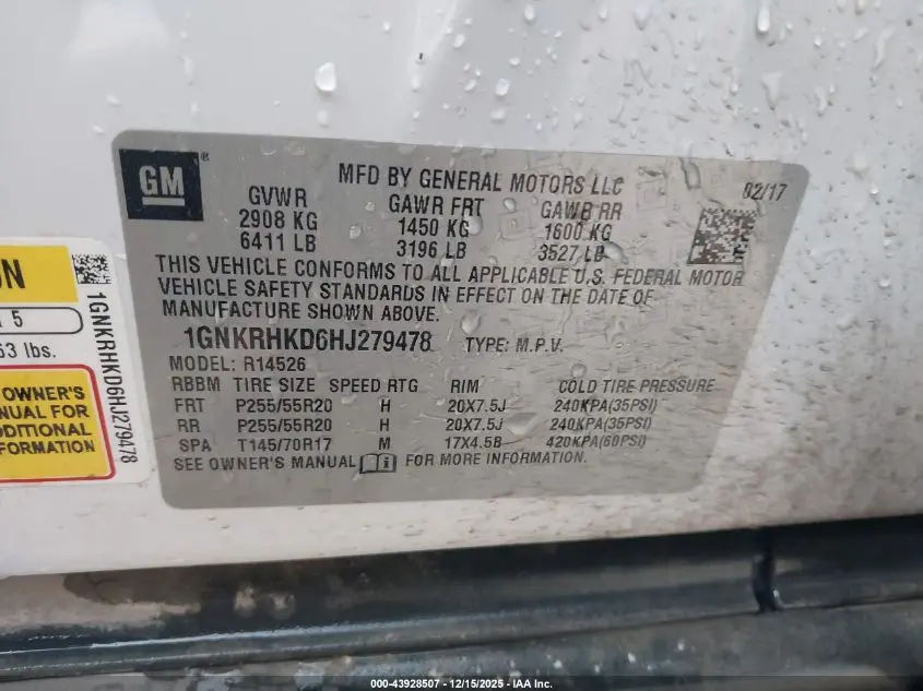 2017 CHEVROLET TRAVERSE 2LT