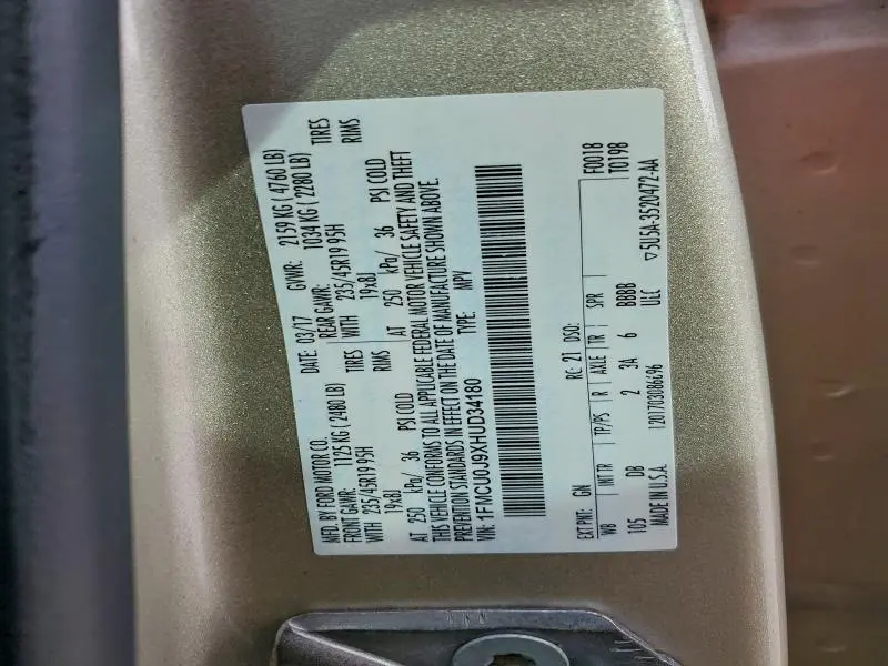 2017 FORD ESCAPE TITANIUM  