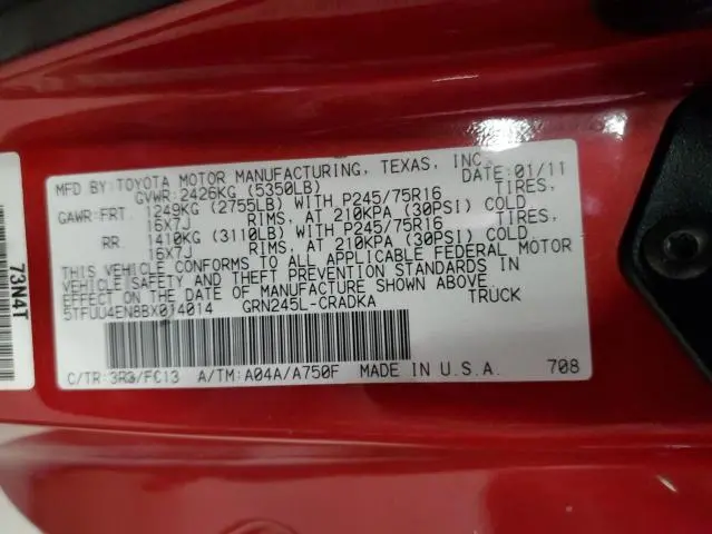 2011 TOYOTA TACOMA ACCESS CAB