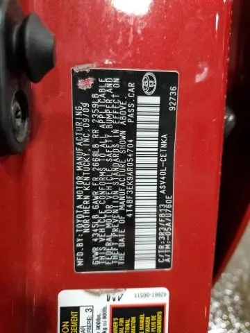 2010 TOYOTA CAMRY BASE  