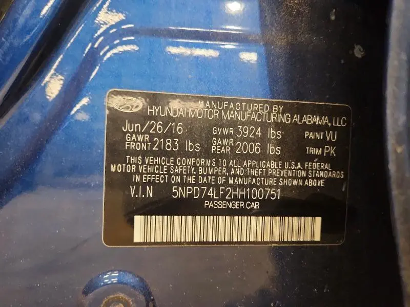 2017 HYUNDAI ELANTRA SE  