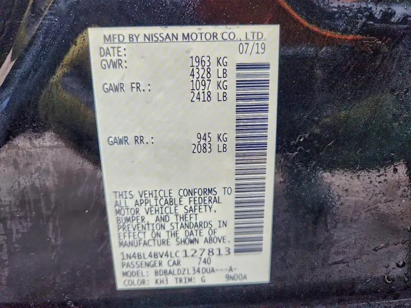 2020 NISSAN ALTIMA S  