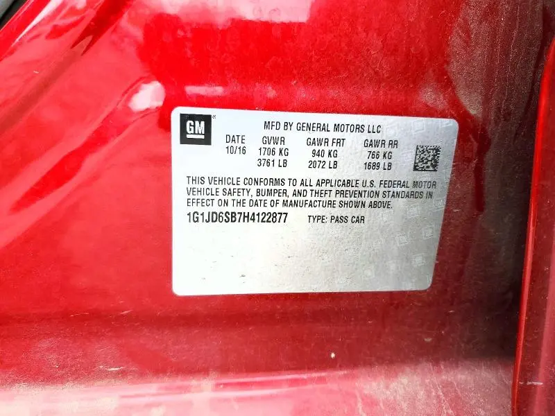 2017 CHEVROLET SONIC LT  