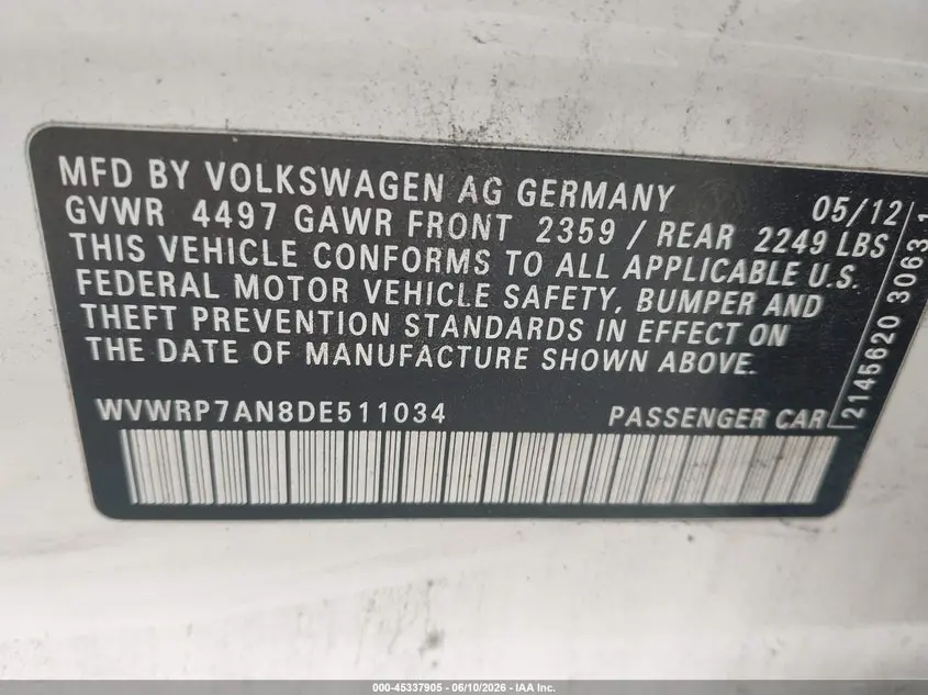 2013 VOLKSWAGEN CC 2.0T LUX