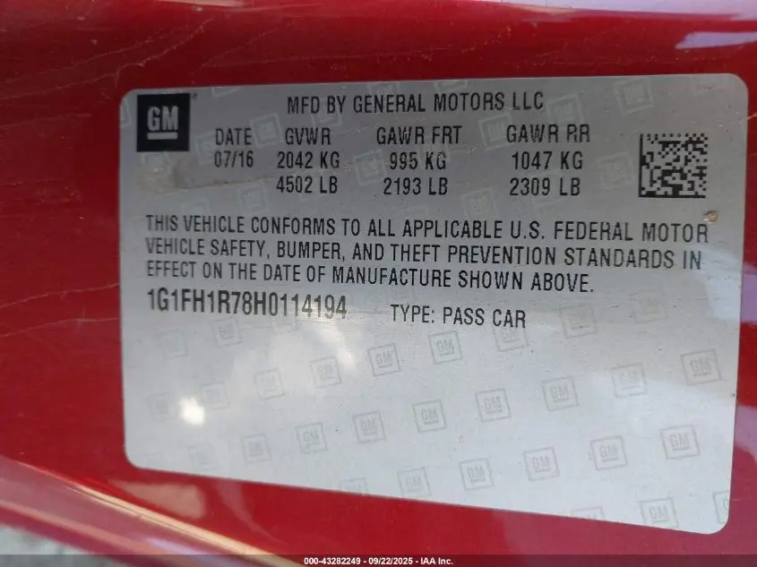 2017 CHEVROLET CAMARO 2SS