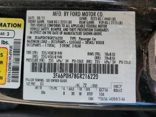 2016 FORD FUSION SE  
