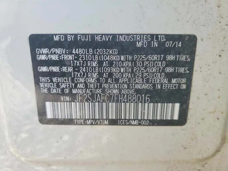 2015 SUBARU FORESTER 2.5I PREMIUM  