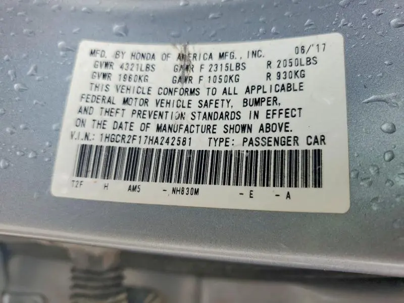 2017 HONDA ACCORD SPORT SPECIAL EDITION  