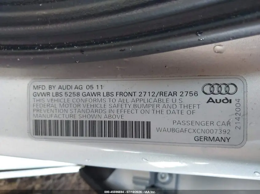 2012 AUDI A6 3.0T PREMIUM PLUS