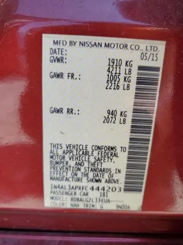 2015 NISSAN ALTIMA 2.5  