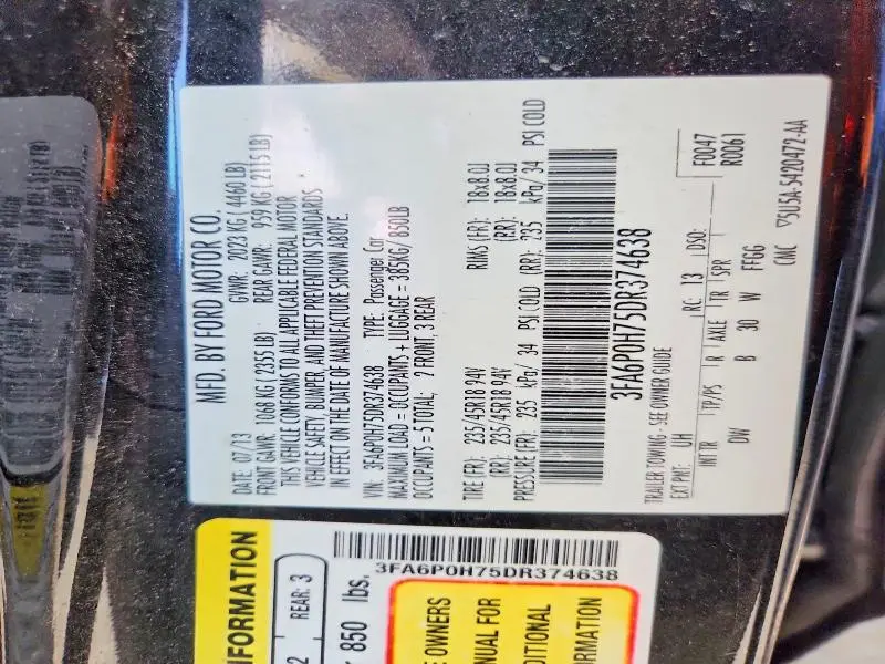 2013 FORD FUSION SE  