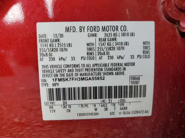 2021 FORD EXPLORER LIMITED  