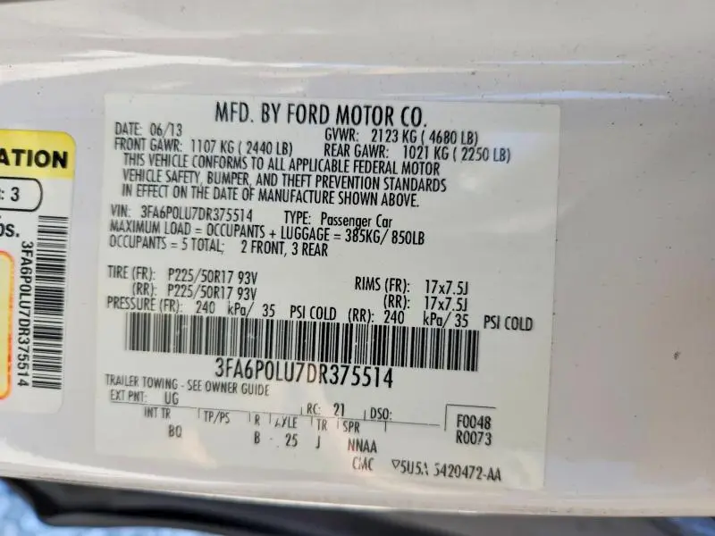 2013 FORD FUSION SE HYBRID  