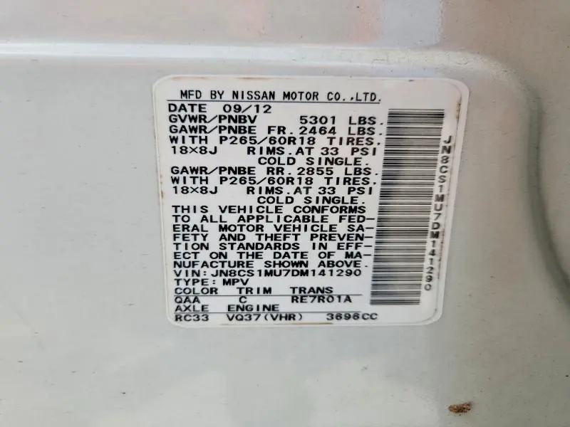 2013 INFINITI FX37 BASE  